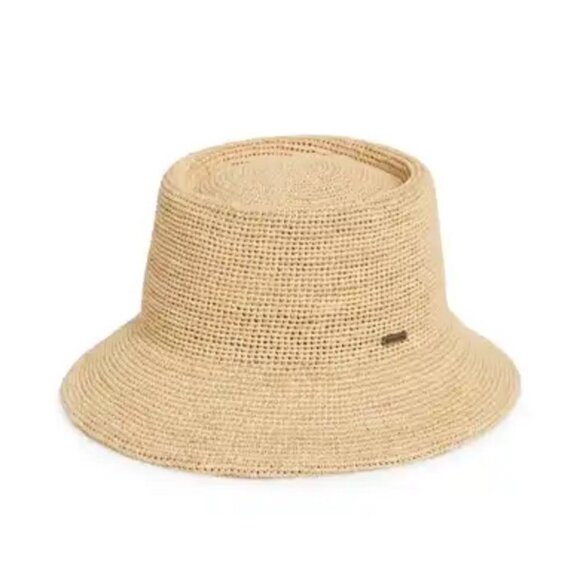 Brixton Ellee Straw Bucket Hat Tan M/L Sun Hat Summer Rancher Wide Brim $89 New - Picture 1 of 7